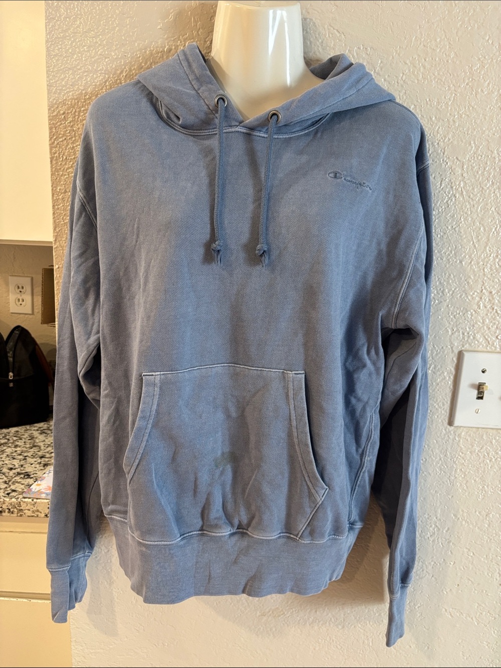 Champion Light Blue Washed Pullover Hoodie